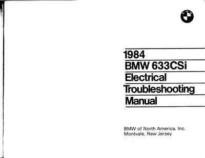 1984 BMW 633csi Electrical Troubleshooting Manual - Download PDF