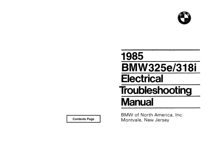 1985 BMW 318i - 325e Electrical Troubleshooting Manual - Download PDF