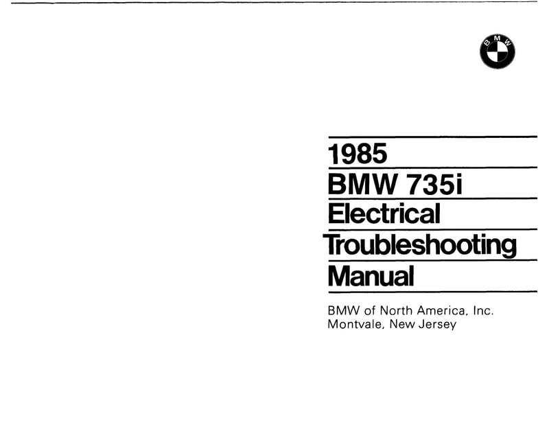 1985 BMW 735i Electrical Troubleshooting Manual - Download PDF