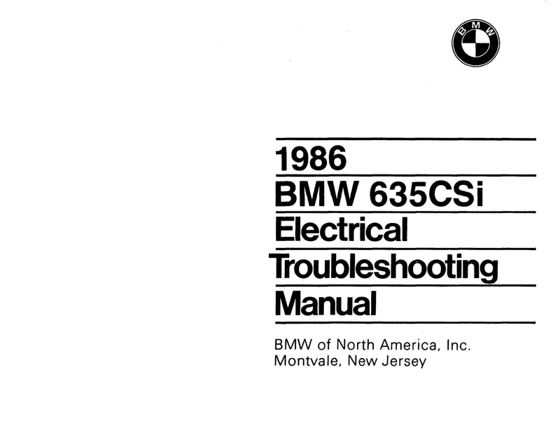 1986 BMW 635csi Electrical Troubleshooting Manual - Download PDF