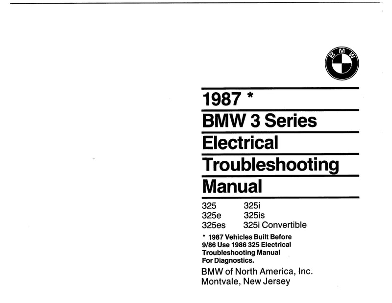 1987 BMW 3 Series Electrical Troubleshooting Manual - Download PDF