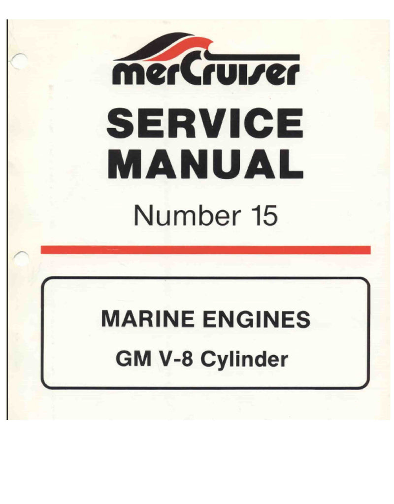 1989-1992 Mercury Mercruiser Marine Engine GM V-8 Cylinder Service Repair Manual