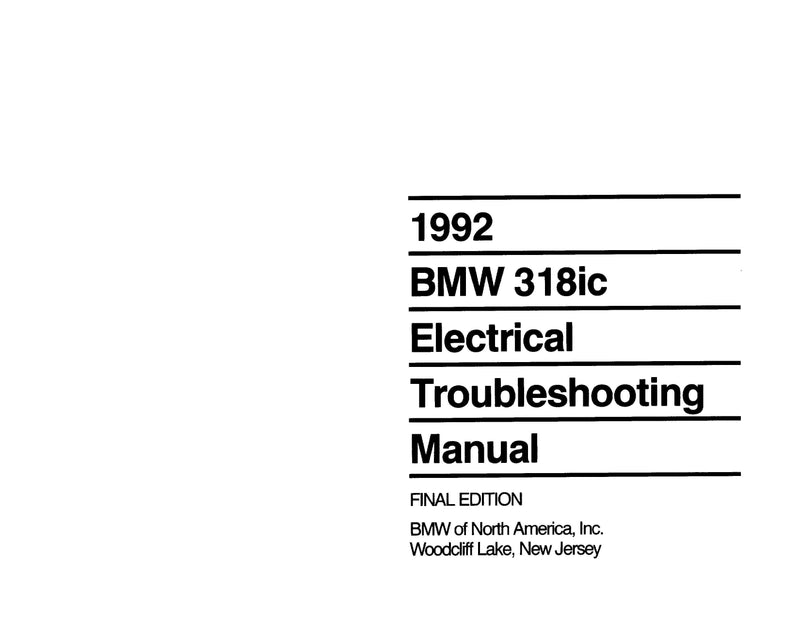 1992 BMW 318ic Electrical Troubleshooting Manual - Download PDF