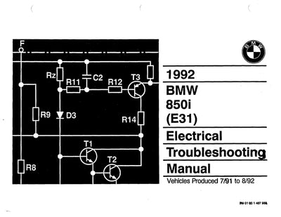 1992 BMW 850i Electrical Troubleshooting Manual - Download PDF