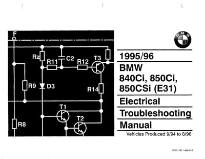 1995-96 BMW 840ci - 850ci - 850csi Electrical Troubleshooting Manual - Download PDF