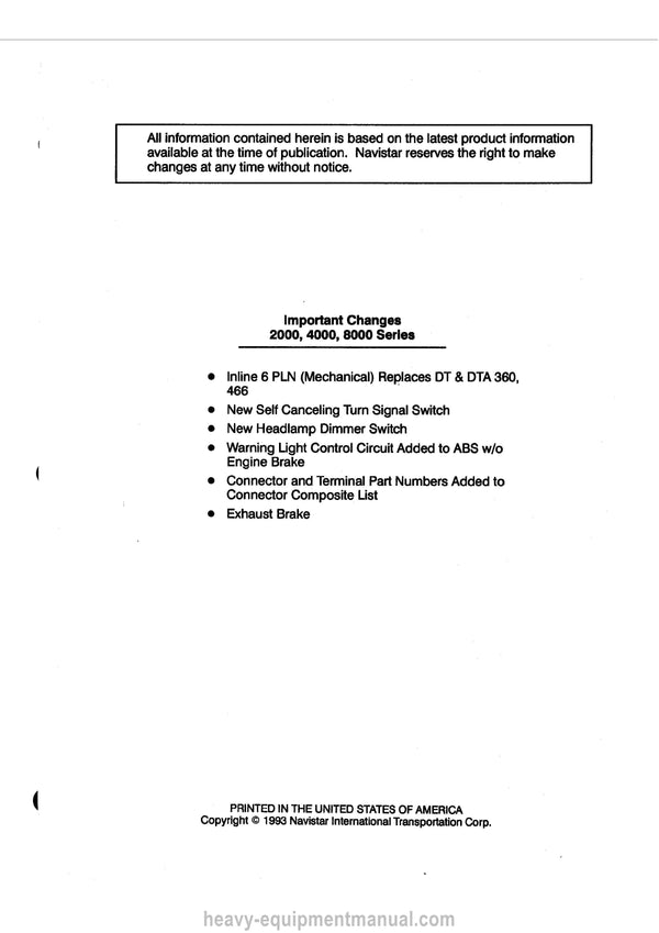1998-2003 International 4600 Truck Service and Schematic Manual - PDF Download