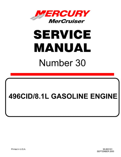 1998-UP Mercury MerCruiser Marine Engine 496CID 8.1L Gasoline Engine Service Repair Manual