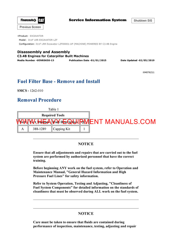DOWNLOAD CATERPILLAR 311F LRR EXCAVATOR SERVICE REPAIR MANUAL LZF