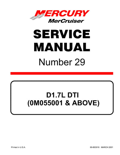 2001-UP Mercury MerCruiser Marine Engine D1.7L DTI Service Repair Manual