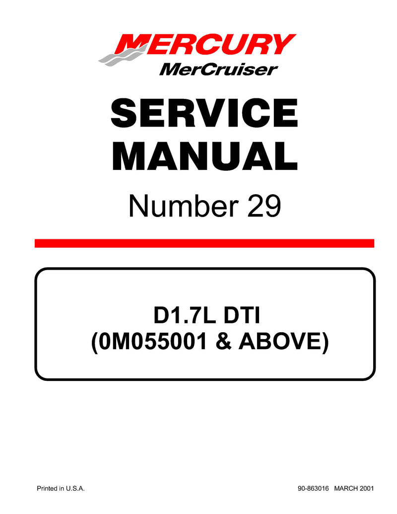 2001-UP Mercury MerCruiser Marine Engine D1.7L DTI Service Repair Manual