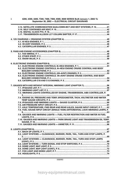 2002 International 4200, 4300, 4400, 7300, 7400, 7500, 8500, 8600 Trucks Electrical Circuit Diagrams Manual