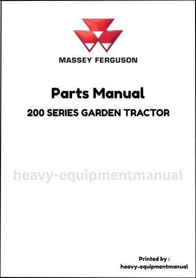 Massey Ferguson 200 SERIES GARDEN TRACTOR Parts Manual - Download PDF