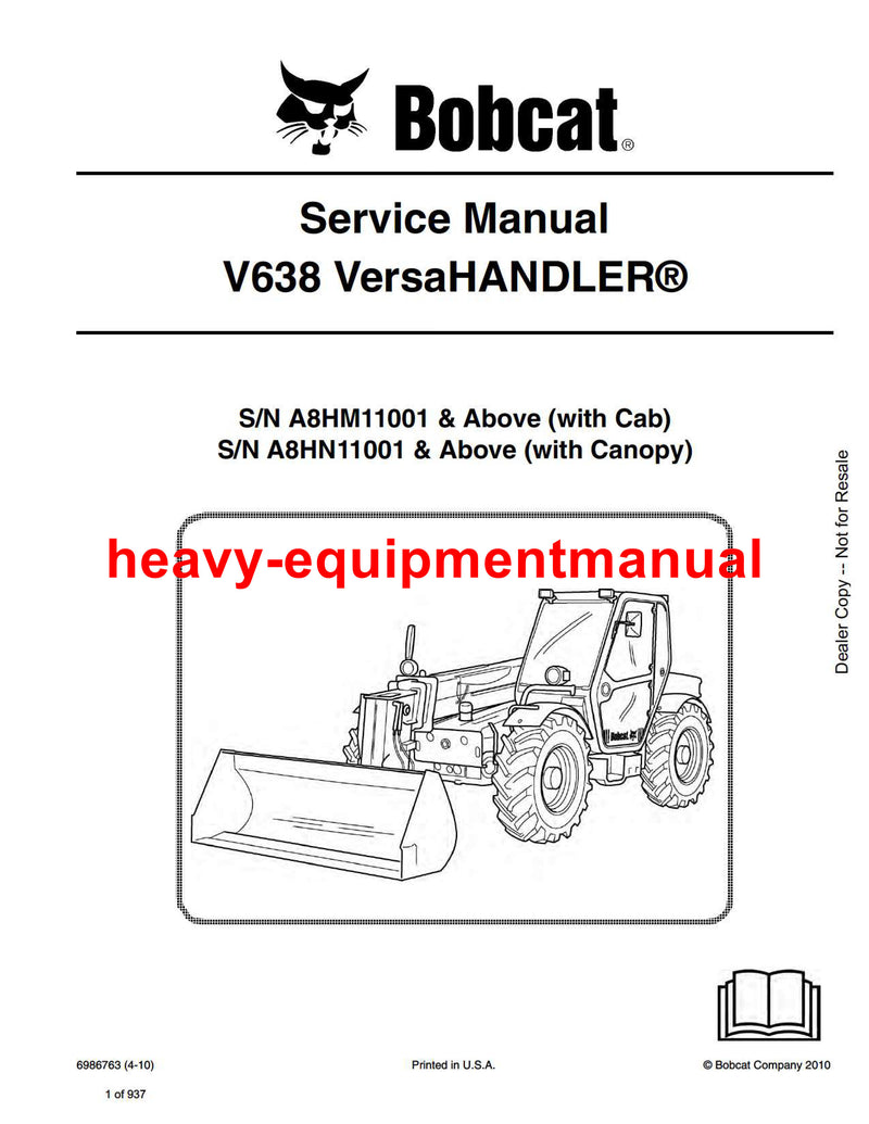 Download 2010 Bobcat V638 VersaHANDLER Workshop Service Repair Manual