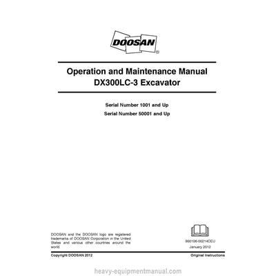 2012 Doosan DX300LC-3 Excavator Operation and Maintenance Manual PDF