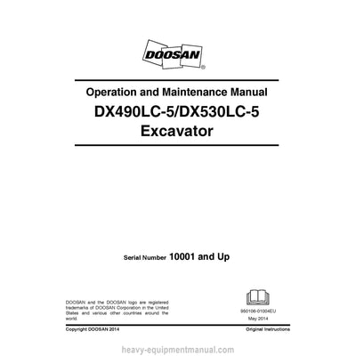 2014 Doosan DX490LC-5 DX530LC-5 Excavator Operation and Maintenance Manual PDF
