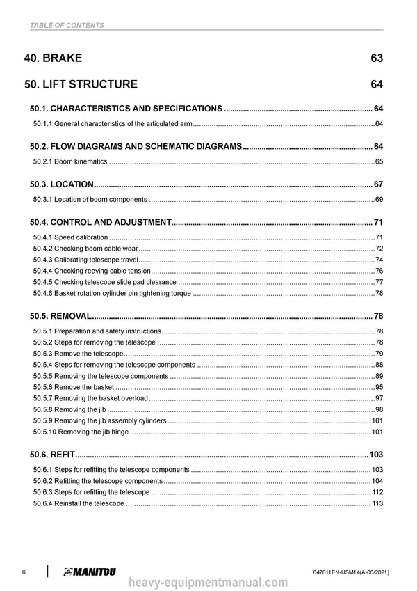 2021 Manitou 260 TJP ST5 S1 280 TJ ST5 S1 Service Manual (647811EN-USM14) PDF