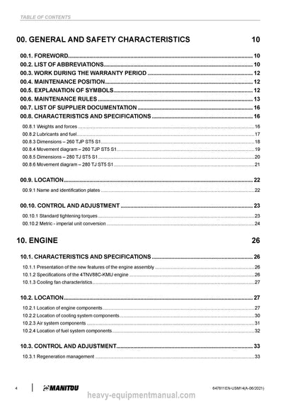 2021 Manitou 260 TJP ST5 S1 280 TJ ST5 S1 Service Manual (647811EN-USM14) PDF