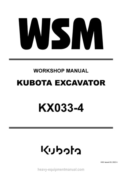 2022 Kubota KX033-4 Excavator Workshop Service Manual (RY911-24905) PDF Download