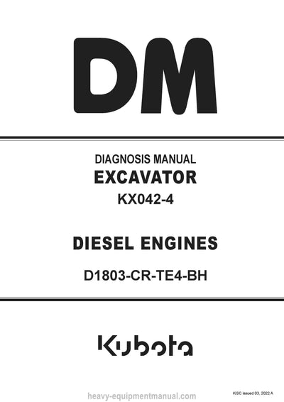 2022 Kubota KX042-4 Excavator Diagnosis Manual (RY910-25541) PDF Download