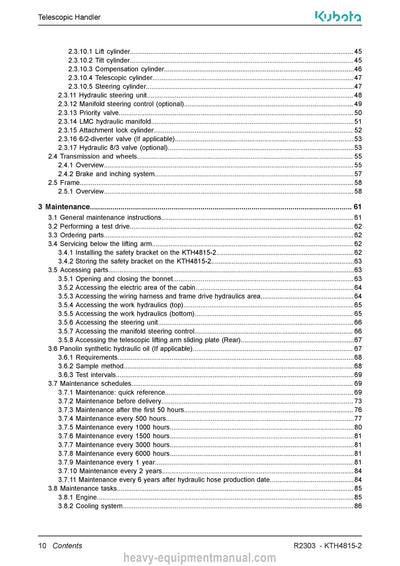 Kubota KTH4815-2 Telescopic Handler Service Manual PDF Download