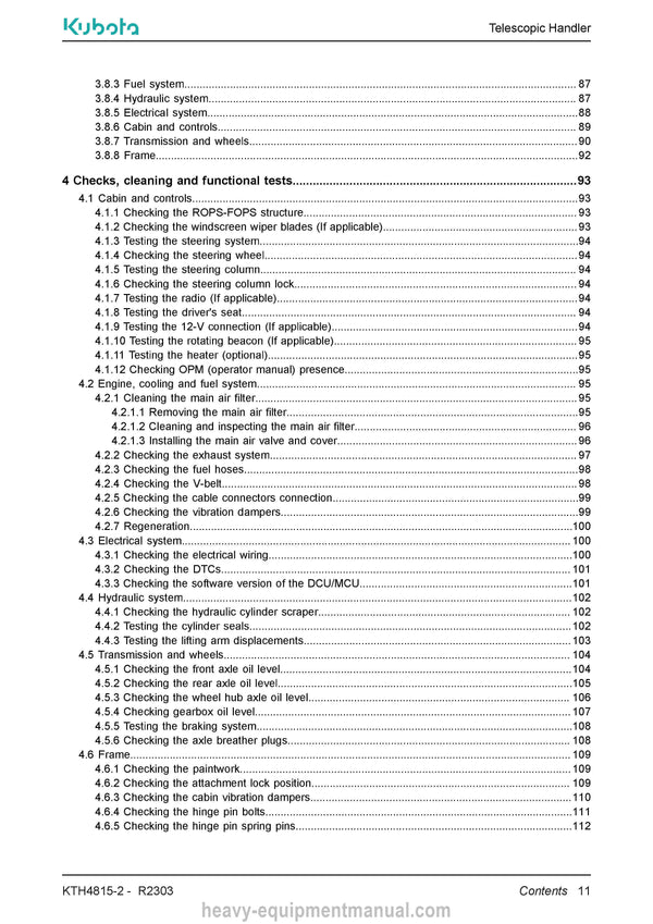 2023 Kubota KTH4815-2 Telescopic Handler Service Manual (TOB-0086982) PDF Download