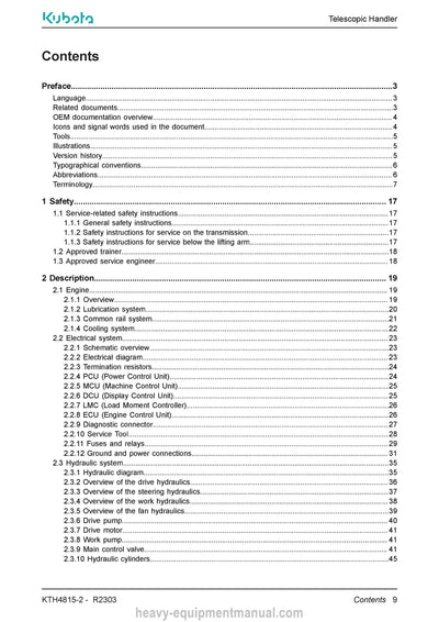 2023 Kubota KTH4815-2 Telescopic Handler Service Manual (TOB-0086982) PDF Download