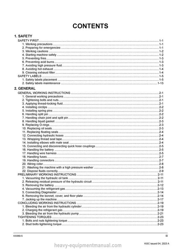 2023 Kubota KX060-5 Excavator Workshop Service Manual PDF Download (RY911-28006)
