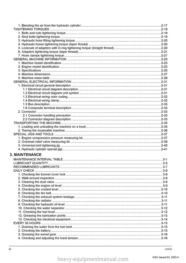 Kubota U10-5 Excavator Workshop Service Manual PDF Download