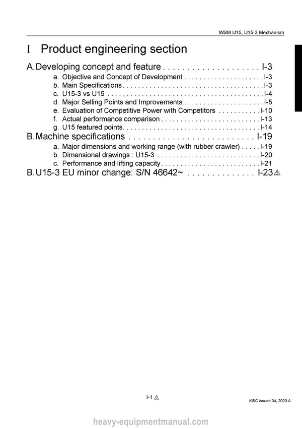 2023 Kubota U15 U15-3 Excavator Workshop Service Manual (97899-61893) PDF Download