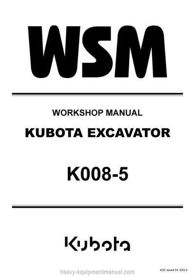 Kubota K008-5 Excavator Workshop Service Manual PDF Download