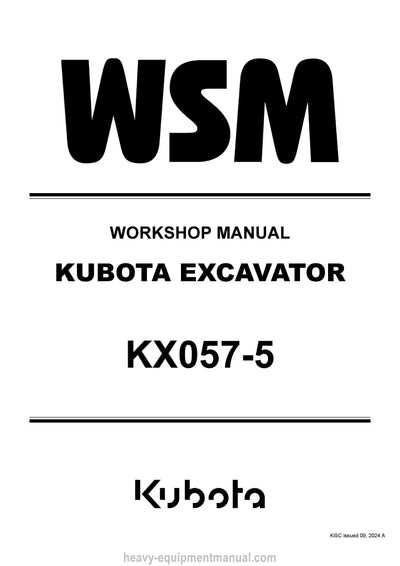 2024 Kubota KX057-5 Excavator Workshop Service Manual PDF Download (RY911-28157)
