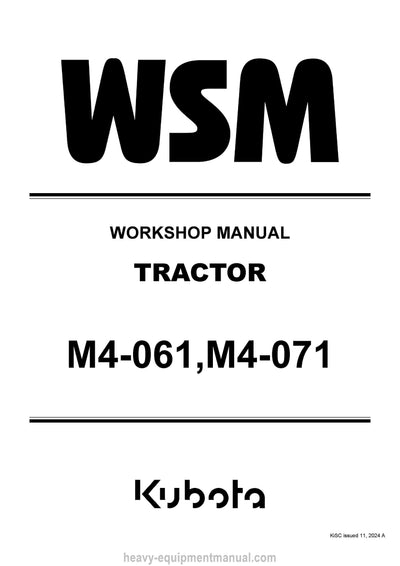 Kubota M4-061 M4-071 Tractor Workshop Service Manual PDF Download