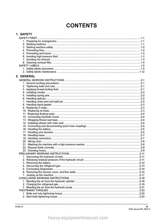2024 Kubota KX057-5 Excavator Workshop Service Manual PDF Download (RY911-28157)