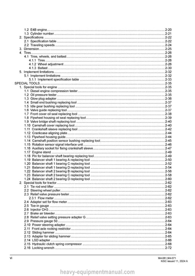 Kubota M4-061 M4-071 Tractor Workshop Service Manual PDF Download