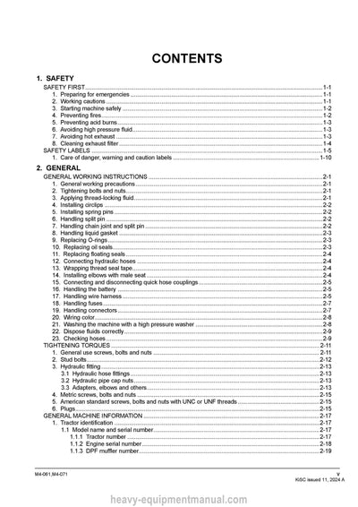 Kubota M4-061 M4-071 Tractor Workshop Service Manual PDF Download