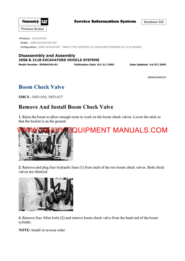 DOWNLOAD CATERPILLAR 205B EXCAVATOR SERVICE REPAIR MANUAL 5ZF