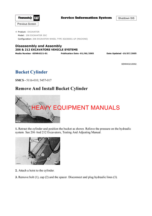 DOWNLOAD CATERPILLAR 206 EXCAVATOR SERVICE REPAIR MANUAL 3GC
