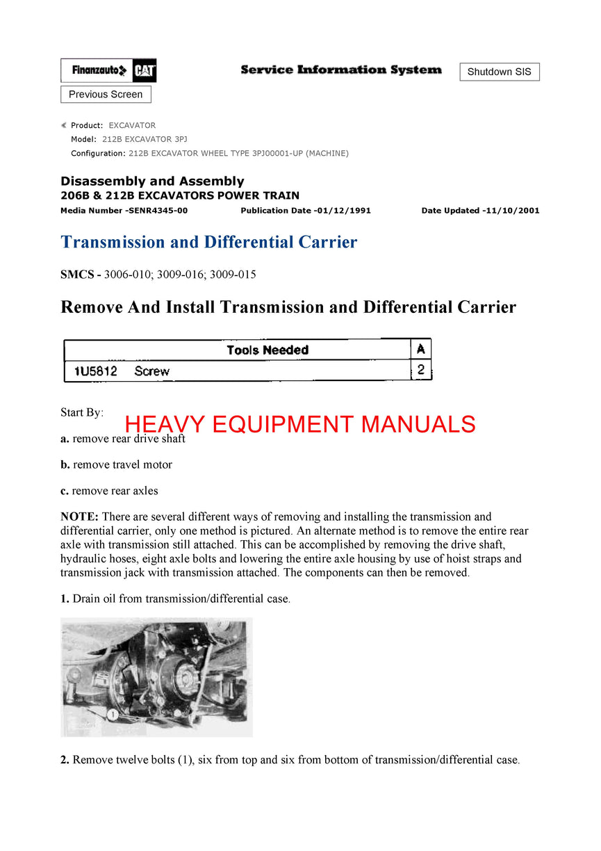 Caterpillar 212B EXCAVATOR Full Complete Service Repair Manual 3PJ