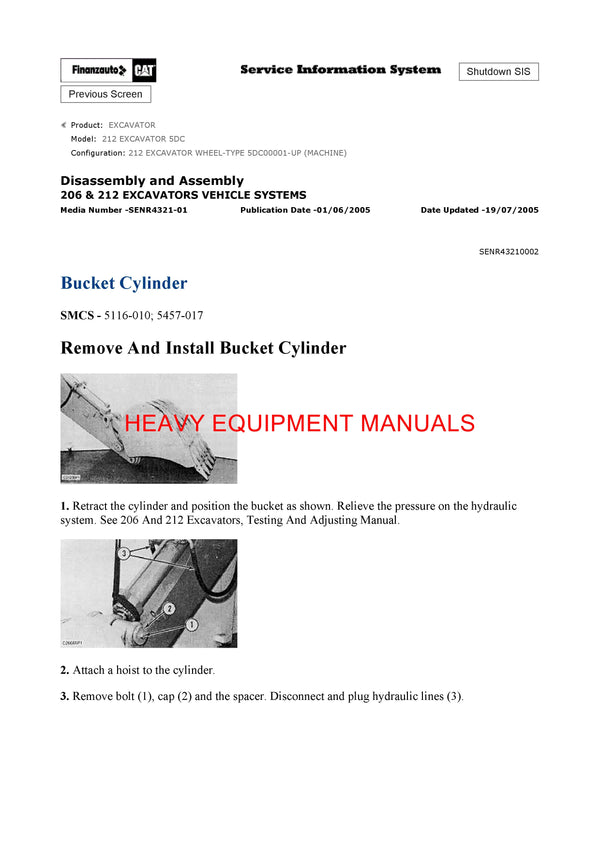 DOWNLOAD CATERPILLAR 212 EXCAVATOR SERVICE REPAIR MANUAL 5DC
