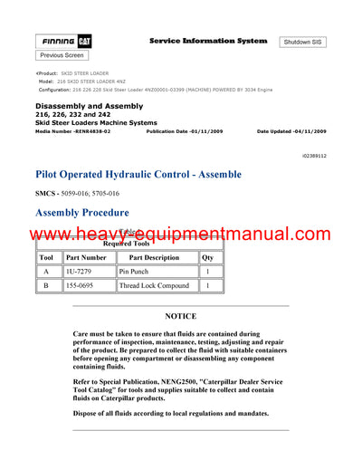 DOWNLOAD CATERPILLAR 216 SKID STEER LOADER SERVICE REPAIR MANUAL 4NZ