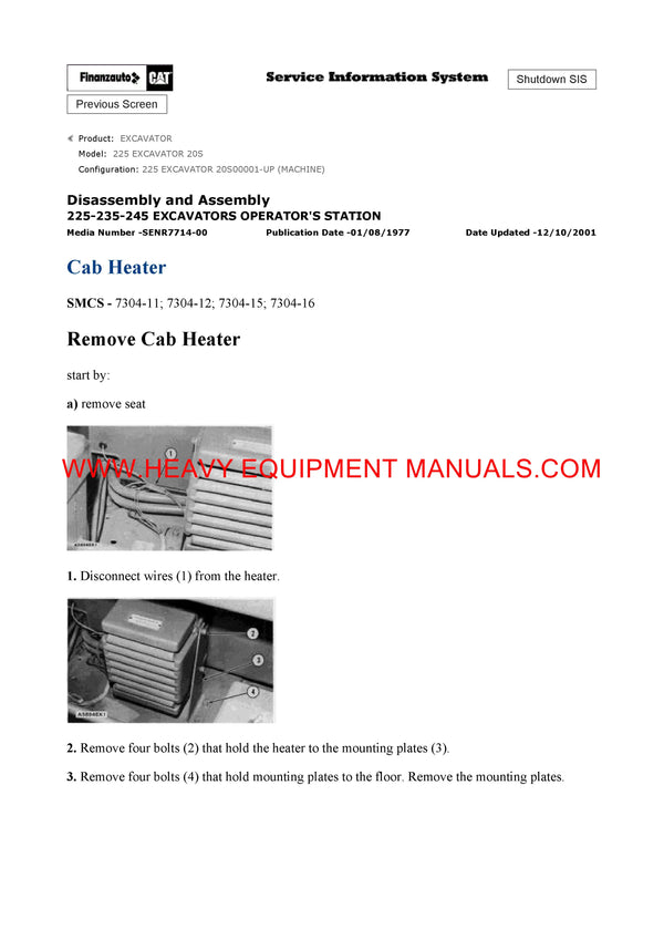 DOWNLOAD CATERPILLAR 225 EXCAVATOR SERVICE REPAIR MANUAL 20S
