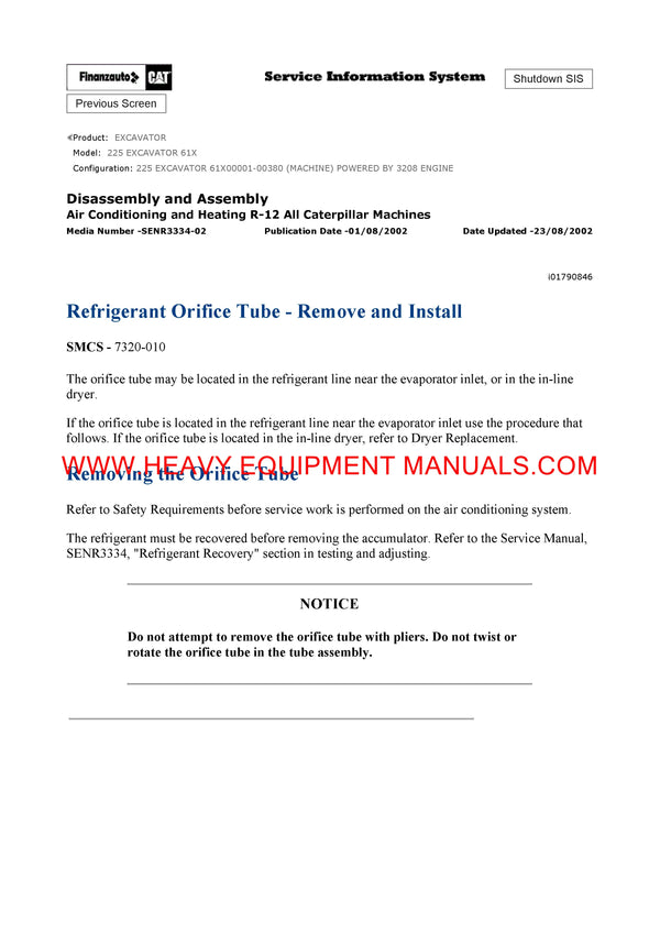 DOWNLOAD CATERPILLAR 225 EXCAVATOR SERVICE REPAIR MANUAL 61X