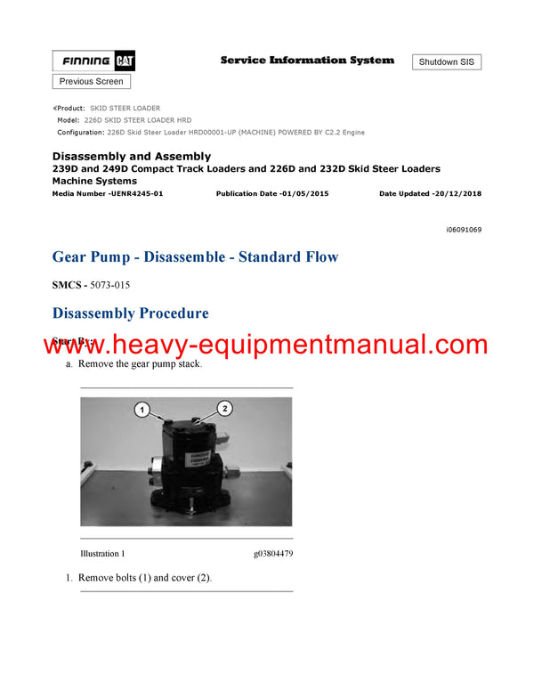 DOWNLOAD CATERPILLAR 226D SKID STEER LOADER SERVICE REPAIR MANUAL HRD