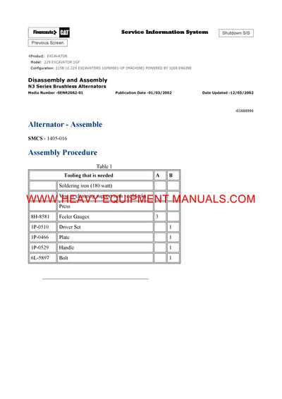 DOWNLOAD CATERPILLAR 229 EXCAVATOR SERVICE REPAIR MANUAL 1GF