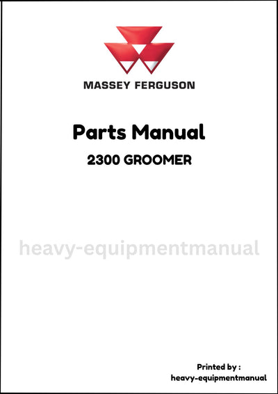 Massey Ferguson 2300 GROOMER Parts Manual - Download PDF