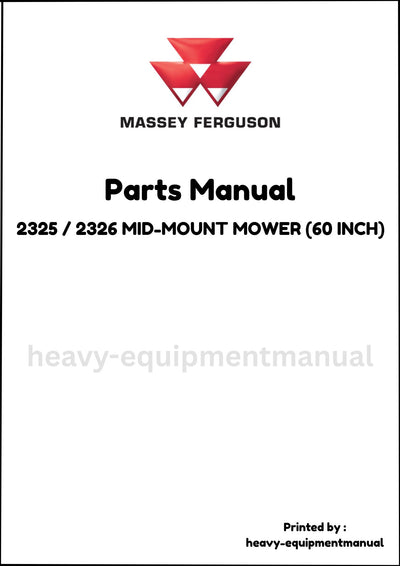 Massey Ferguson 2325 / 2326 MID-MOUNT MOWER (60 INCH) Parts Manual - Download PDF
