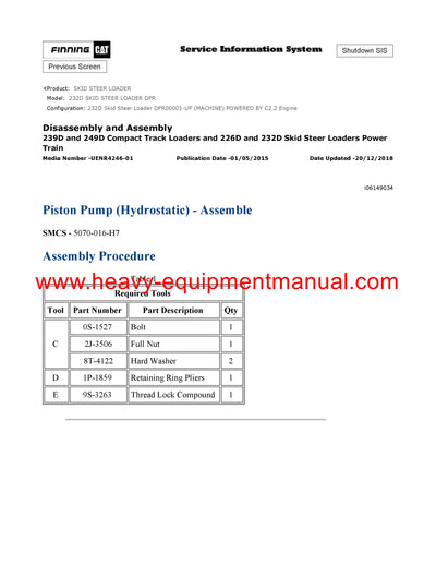 DOWNLOAD CATERPILLAR 232D SKID STEER LOADER SERVICE REPAIR MANUAL DPR