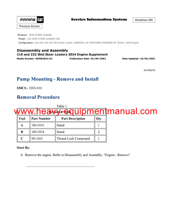 DOWNLOAD CATERPILLAR 232 SKID STEER LOADER SERVICE REPAIR MANUAL CAB