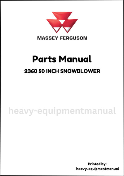 Massey Ferguson 2360 50 INCH SNOWBLOWER Parts Manual - Download PDF