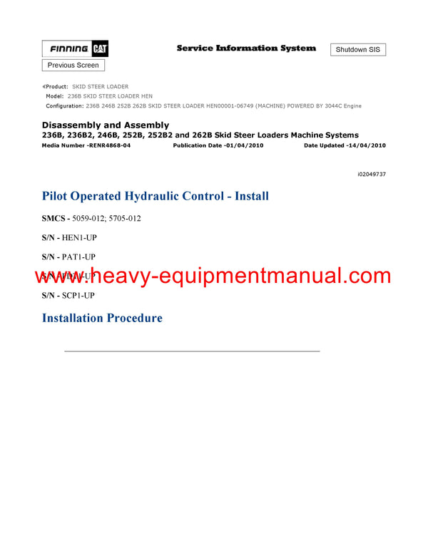 DOWNLOAD CATERPILLAR 236B SKID STEER LOADER SERVICE REPAIR MANUAL HEN
